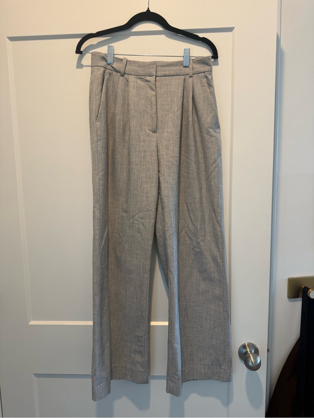 Abercrombie & Fitch Tailored High-Waist Wide-Leg Trousers - Light Gray